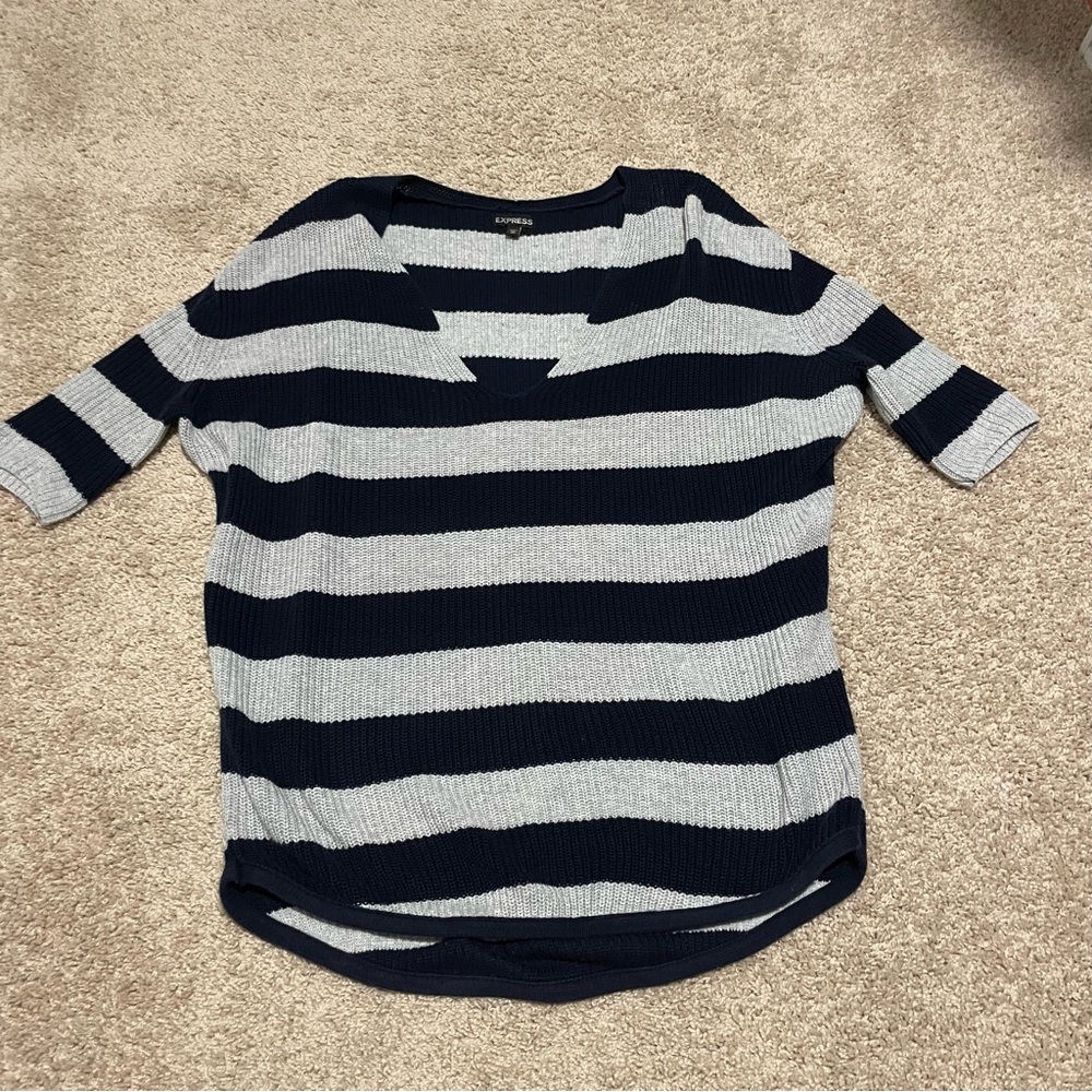 Express Striped Navy and Gray Top